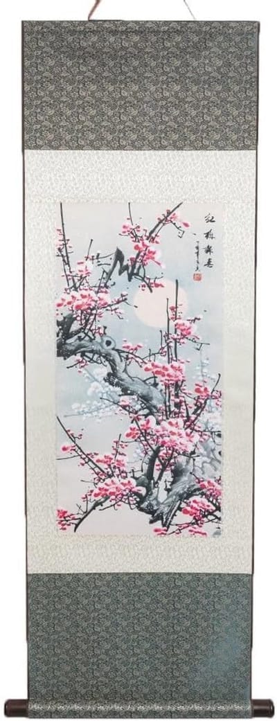 Kakemono Snoeischaar Rozen Decoratie - Aziatische Traditionele Wandkunst