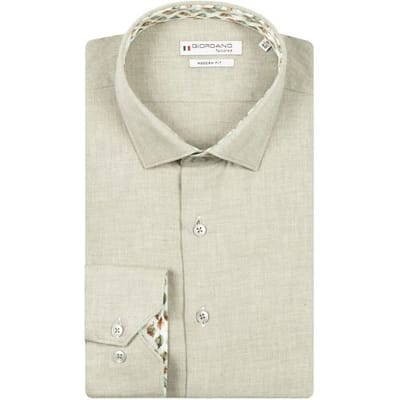 Giordano Overhemd Maggiore Wooltouch Mélange Flanel Twill Groen / male