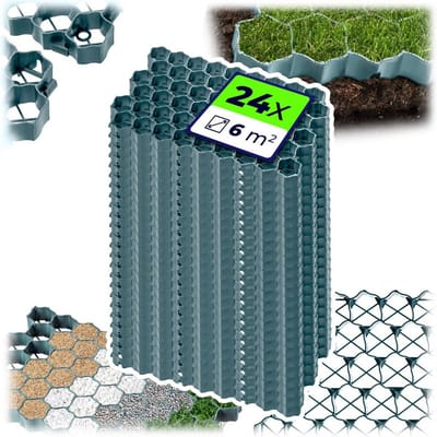 Kunststof Platen - Gazonroosters Bodemstabilisatie - Oprit Parkeerplaats - Belastbaar 1000 T - 60x40cm 24 Stuks - Groen
