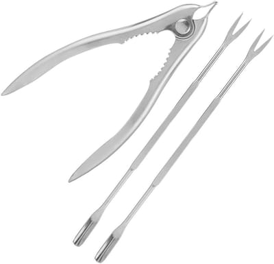Zeevruchten Cracker Set - Krab Tang - Schelpen Openen - Roestvrij Staal - 15 cm - Zilver