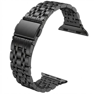 Zwart horloge bandje dames heren smal staal schakel band geschikt voor Apple Watch 38 mm / 40 mm / 41 mm / 42 mm (serie 10 / 11) – slanke metalen horlogeband met vouwsluiting