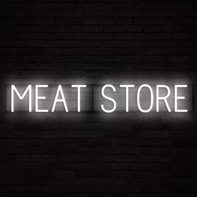 MEAT STORE - Lichtreclame Neon LED bord verlicht | SpellBrite | 96,5 x 16 cm | 6 Dimstanden & 8 Lichtanimaties | Reclamebord neon verlichting