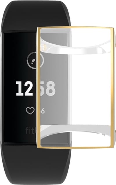 By Qubix - Geschikt voor Fitbit Charge 3 - Fitbit Charge 4 Case (volledig beschermd) - Goud