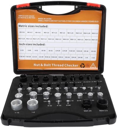 Dailygoods- Draadmeter 44 Mannelijke/Vrouwelijke Boutgroottes - Draadcheckerbox 23 Inch - Moer/Boutmaatmeter - 21 Metrische Maten - Individueel Gemonteerd - Handzaam Ontwerp - Moer- En Boutmeter