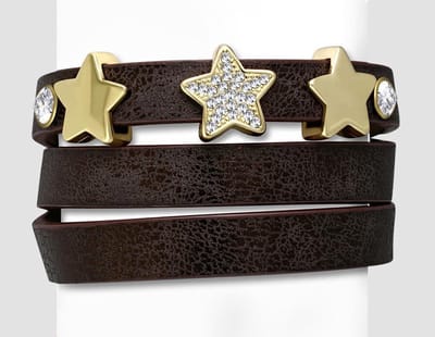 Montebello Armband Cosa Brown - PU Leer - Messing - Ster - 15mm - 19cm