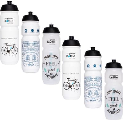 Retulp Bio Bidon pakket XXL - Bidons - Waterflessen - Fiets Bidon - Sport - Bidon - Waterfles - Drinkfles - Suikerriet - 750 ml - 6 stuks