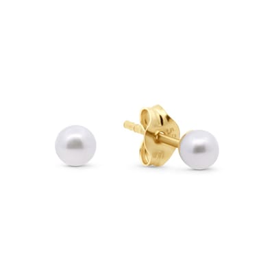 New Bling 9NBG-1063 – Gouden Oorbellen Dames – Oorknopjes met Parel – 14K Goud – 3-3,5 mm – Cadeau voor Vrouwen