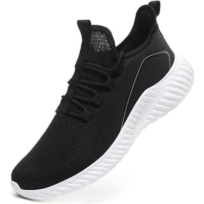MAEDEF Heren Ademende Mesh Hardloopsneakers Lichtgewicht Wandelen Antislip Tennis Klassieke Stijl Zwart Mode Sportschoenen voor Heren 41 black