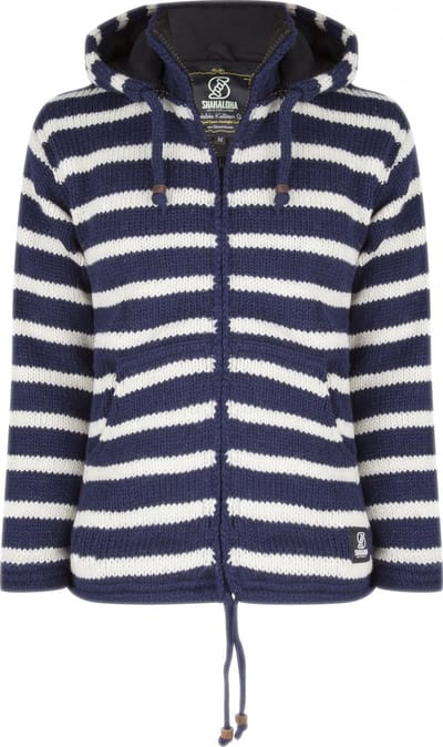 Gebreid Wollen Heren/Uni Vest van Schapenwol met Polyester Fleece voering en afneembare capuchon - SHAKALOHA - M Split Ziphood S