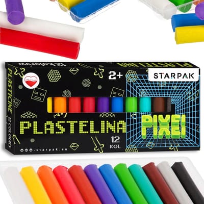 PIXEL Veilige, kleurrijke schoolklei voor kinderen, set van 12 kleuren
