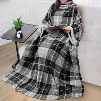 Warme Fleece Deken met Mouwen voor Dames en Heren - Comfortabele Draagbare Plaid voor op de Bank