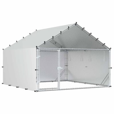 vidaXL - Kippenhok - met - dak - Zilverkleurig - 200 - x - 200 - x - 150 - cm