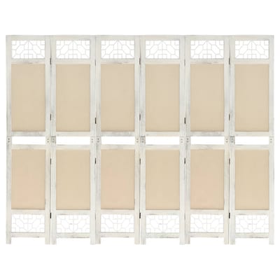 vidaXL - Kamerscherm - met - 6 - panelen - 210x165 - cm - stof - crèmekleurig