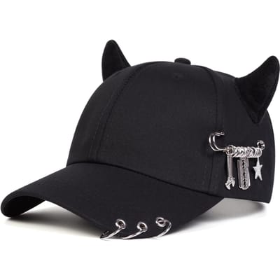 Unisex Lron Ring Koehoorn Persoonlijkheid Baseballpetten Lente Herfst Outdoor Verstelbare Casual Hoeden Zonnehoed black
