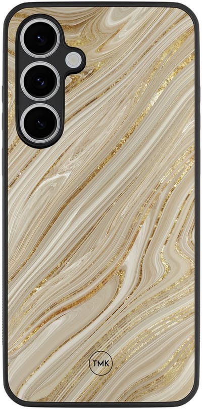 Hoesje geschikt voor Samsung Galaxy S24 FE - Golden marble - Goud - TPU case - Marmer - Hardcase zwart telefoonhoesje