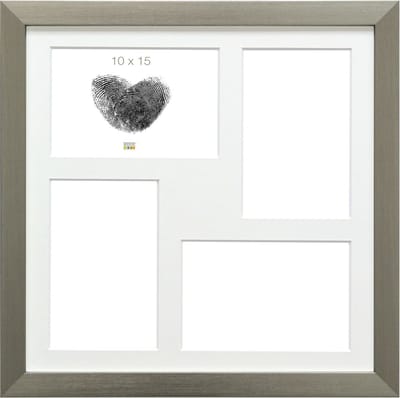 Deknudt Frames multifotolijst - zilver kleur - collagelijst voor 4 foto's 10x15 cm - met passe-partout