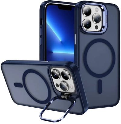 Hoesje Geschikt voor Apple iPhone 13 Pro Max - Compatibel met MagSafe & Qi2 - Back Cover met Standaard - Camera Kickstand - Blauw