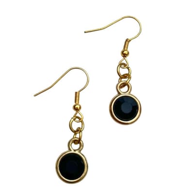 2 Love it Bling - Oorbellen - Lengte 4 cm - Stainless steel - Zwart - Goudkleurig