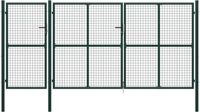 vidaXL - Tuinpoort - staal - 400x150 - cm - groen