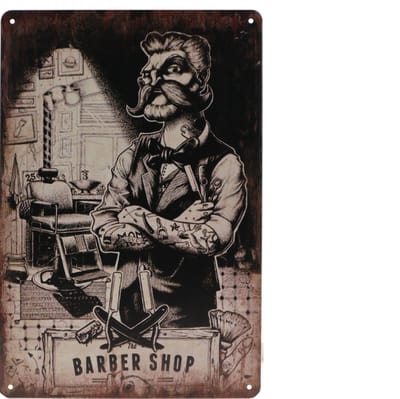 Wandbord – Barbershop – Barber - Kapper – Portret - Vintage - Retro -  Wanddecoratie – Reclame bord – Restaurant – Kroeg - Bar – Cafe - Horeca – Metal Sign – 20x30 cm