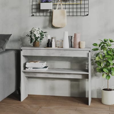 vidaXL - Wandtafel - 102x30x80 - cm - bewerkt - hout - betongrijs
