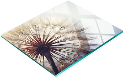 Decoratieve snijplank van gehard glas met paardenbloemmotief, 60x52 cm