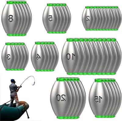 Set van 50 Herbruikbare en Corrosiebestendige Vissen Gewichten voor Strand- en Zeevisserij, 2g-20g, Ideaal voor Running en Ground Fishing
