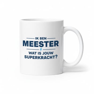 Meester Superkracht Tekst Koffiemok 330 ml – Grappig Cadeau voor Leraren