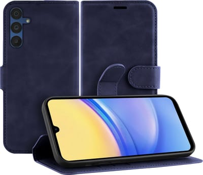 Cazy hoesje geschikt voor Samsung Galaxy A15 (4G/5G) Hoesje met Pasjeshouder - Premium Bookcase - Blauw