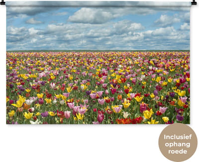 Wandkleed Bloemenvelden - Tulpenvelden in Oregon Wandkleed katoen 120x80 cm - Wandtapijt met foto