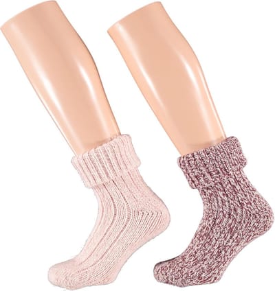 Slofsokken - Apollo - Vrouwen - Roze/Rood - Maat 39-42 - 2 paar - 2-pack