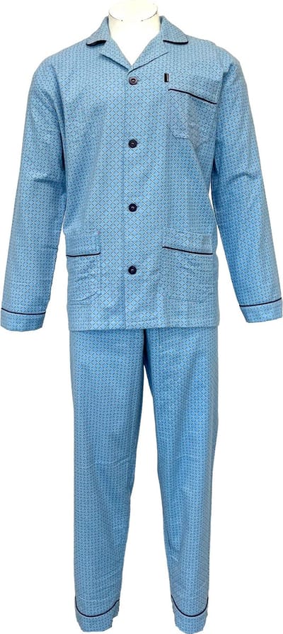 Gentlemen - warme klassieke heren pyjama 9461 met doorknoop - flanel - blauw - maat 50