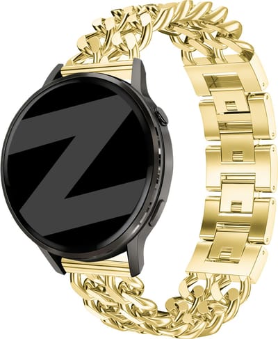 Bandz Metalen 'Double Chains' bandje geschikt voor Garmin Vivoactive 6 / 5 / 3 / Vivomove / 3 / HR / Style / Luxe / Sport / Trend / Forerunner 645 / 570 / 245 / 170 / 165 / 70 / 55 / Venu / SQ / SQ2 / 2 Plus / Approach S12 / S40 / S42 / S44 - Goud