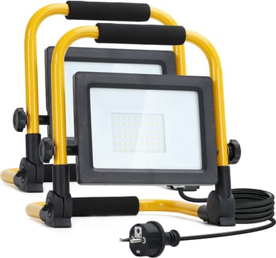Aigostar 2-pack LED Werklamp - Bouwlamp - IP44 Spatwaterdicht - 30W - 2700lumen - 6500K daglicht wit - incl. 1.8m aansluitstekker