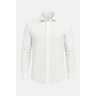 Vercate - Heren Lange Mouwen Overhemd - Wit - Slim-Fit - Linnen Katoen - Maat 37/S
