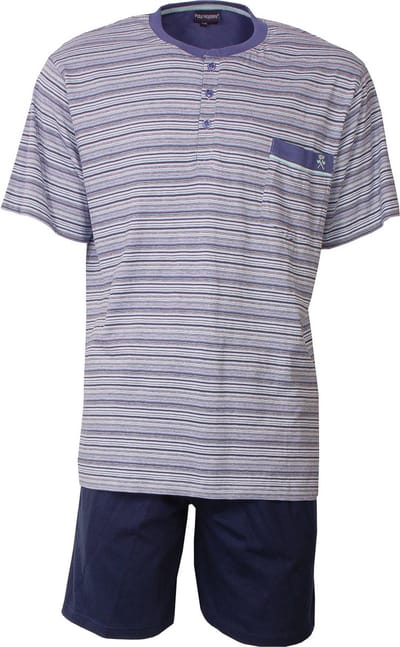 Paul Hopkins Heren Shortama - Pyjama Set -Meerkleurig Gestreept - Blauw - Maat S