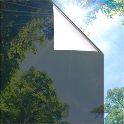 Matte Raamfolie voor Privacybescherming - Ondoorzichtige Zelfklevende Folie voor Glazen Ramen - UV-werende Zonnebescherming (Zwart-zilver, 75 * 200CM)