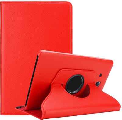 Cadorabo Tablet Hoesje geschikt voor Samsung Galaxy Tab A 2016 (7.0 Zoll) in KLAPROOS ROOD - Beschermhoes ZONDER auto Wake Up, met stand functie en elastische band sluiting Book Case Cover Etui