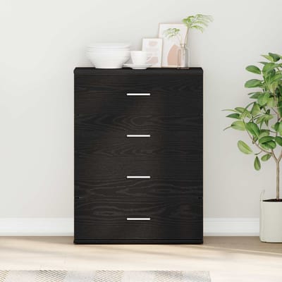 vidaXL - Dressoir - Zwart - Eiken - 60 - x - 39 - x - 80 - cm - Bewerkt - hout