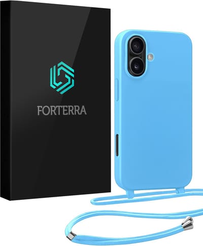 Hoesje Geschikt voor iPhone 17 Case Siliconen Hoes Met Koord - Hoes Geschikt voor iPhone 17 Met Telefoonkoord Hoesje Backcover - Lichtblauw