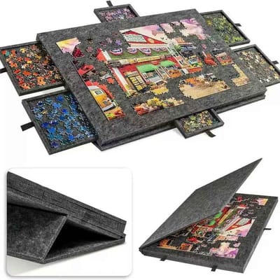 Casa Living Puzzeltafel - Puzzel Organizer - 6 Sorteerlades - Opvouwbaar Design - Draagbaar & Ruimtebesparend - Zwart - 77x53,5x4,2CM