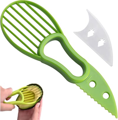 Avocadosnijder - Pitverwijderaar en -vergruizer in één - Guavasausmaker - Fruitverdeler - 5,7 x 3,5 x 17,8 cm - Voor het maken van zelfgemaakte guavasaus - Groen