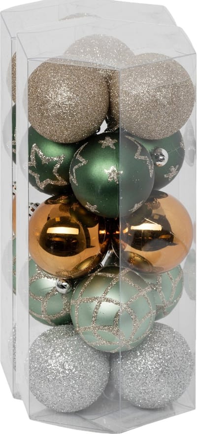 Atmosphera kerstballen 30x - champagne/groen -5 cm - kunststof