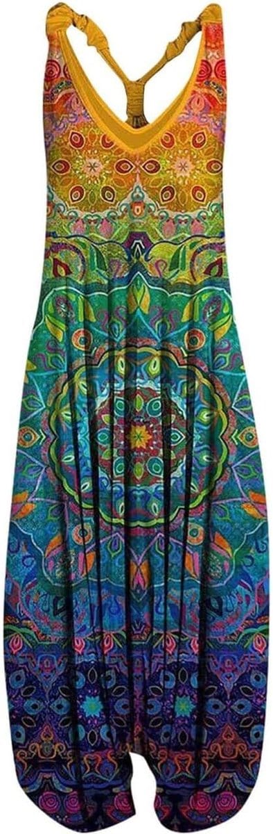 Zomerse Boho Jumpsuit voor Dames - Lange Print, Casual en Lichtgewicht Harem Trousers voor een Comfortabele Look