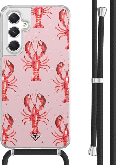 Casimoda® hoesje met koord - Geschikt voor Samsung A54 - Lobster - Afneembaar koord - TPU/acryl - Roze