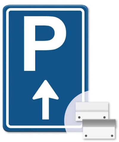 Parkeerbord Pijl rechtdoor - blauw - Weerbestendig Aluminium - 30x45 cm - Bevestiging: Met muur-/ wandmontage beugels