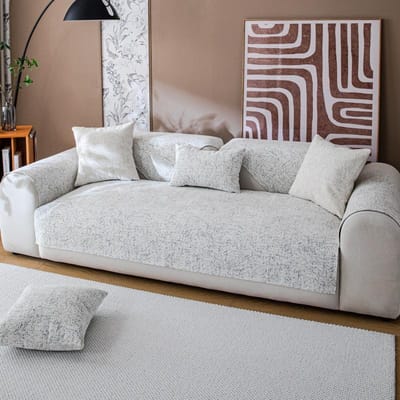 Crème Chenille Bankkussen voor Alle Seizoenen, Nieuwe Licht Luxe en High-end Antislip Bankhoes 70*70cm