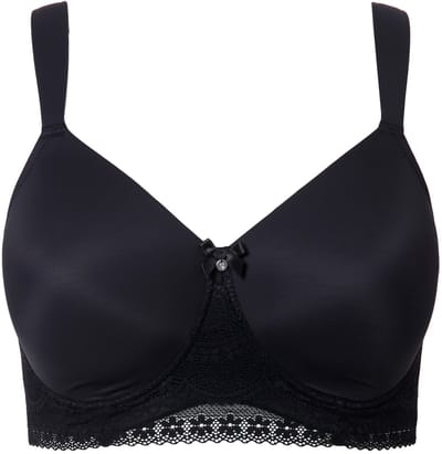Ulla Popken - Dames - Bralette kant zachte cups zonder beugel - Zwart - Maat 95C