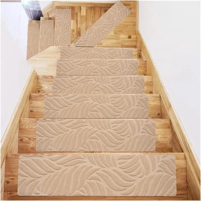 Trapmatten Set - Zelfklevende Treden - Veilig Lopen - Waterabsorberend Geluidswerend - 8 Stuks 76cm - Beige