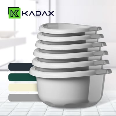 KADAX Kunststof kom, spoelbak in verschillende maten en kleuren, robuuste wasbak, universele kom, spoelbak voor badkamer, wasruimte (1,9 l, grijs)